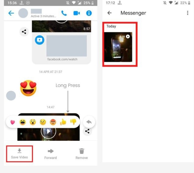 طريقة حفظ الفيديوهات من Facebook Messenger